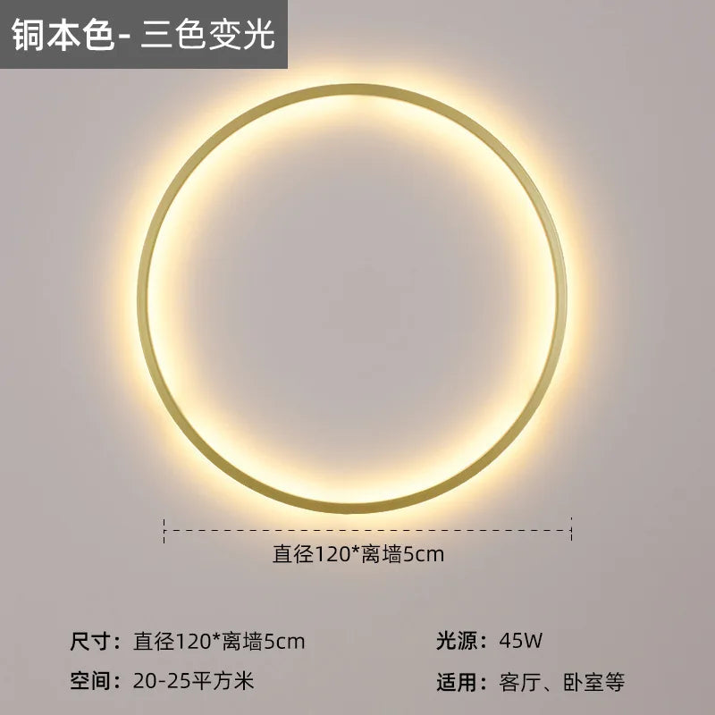 Nordic Round Ring LED Wall Sconce | Touch Sensor | Dimmable | Gold &amp; Black | Bedroom &amp; Living Room Lighting