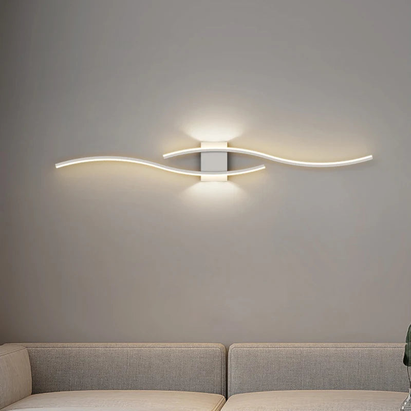 Modern LED Background Wall Light | Touch Dimmable | Black, White &amp; Gold | Living Room &amp; Bedside Sconce
