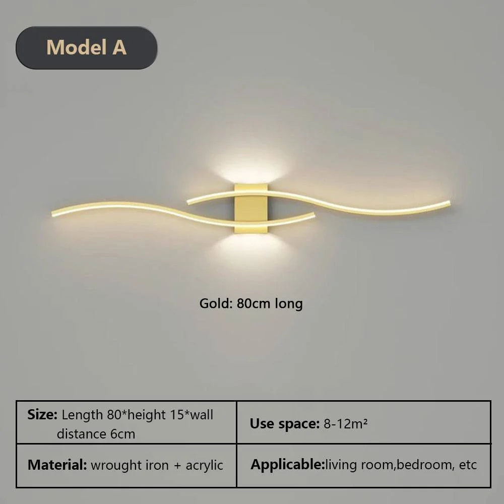 Modern LED Background Wall Light | Touch Dimmable | Black, White &amp; Gold | Living Room &amp; Bedside Sconce