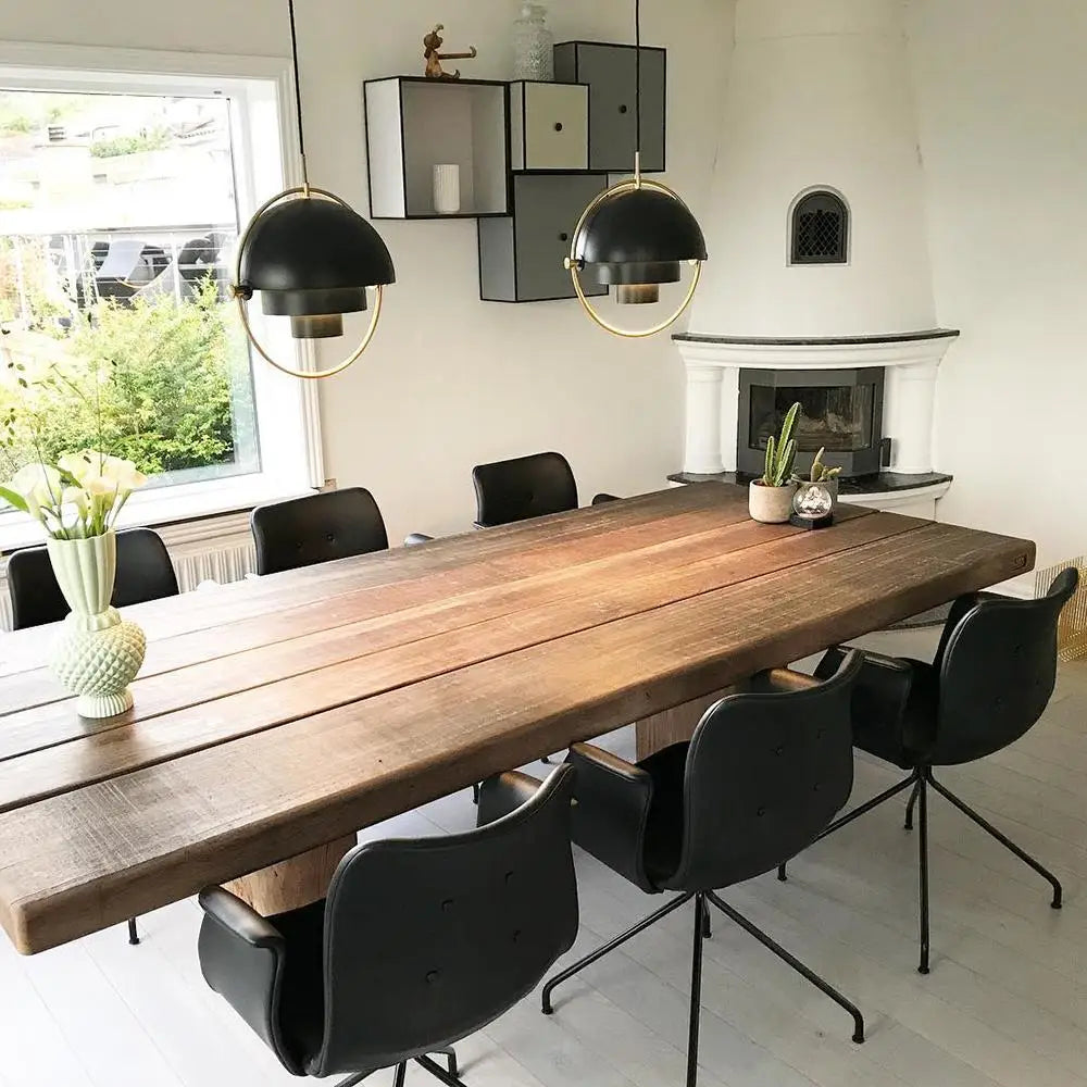 Danish Designer LED Pendant Light | Gold & Black Sphere | Dining Room & Kitchen | Adjustable Hanging Light