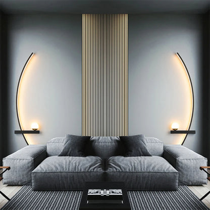 Modern LED Line Wall Sconce | Dimmable Remote Control | 55/105cm | Black Living Room &amp; Bedside Light