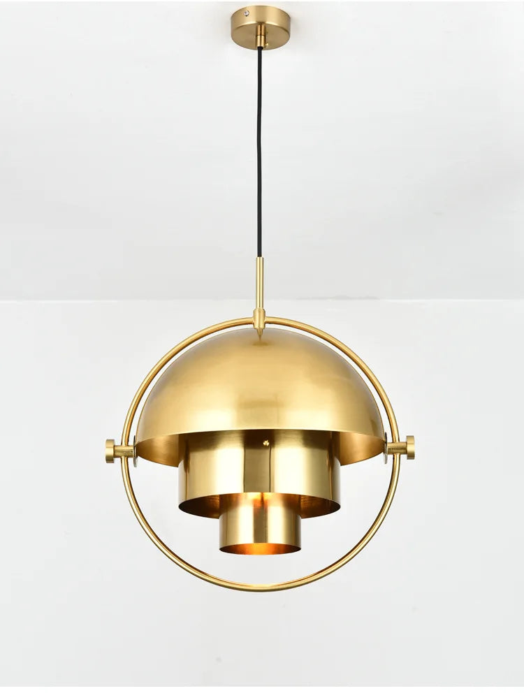 Danish Designer LED Pendant Light | Gold & Black Sphere | Dining Room & Kitchen | Adjustable Hanging Light