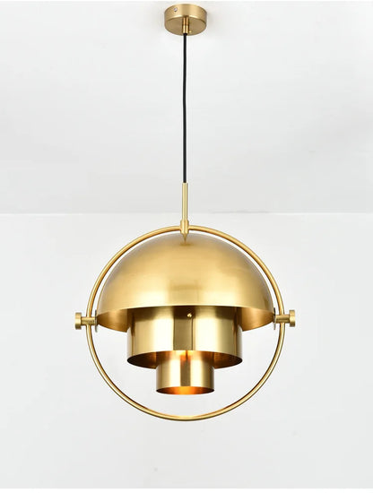 Scandinavian-Style LED Pendant Light | Gold & Black Sphere | Dining Room & Kitchen | Adjustable Hanging Light