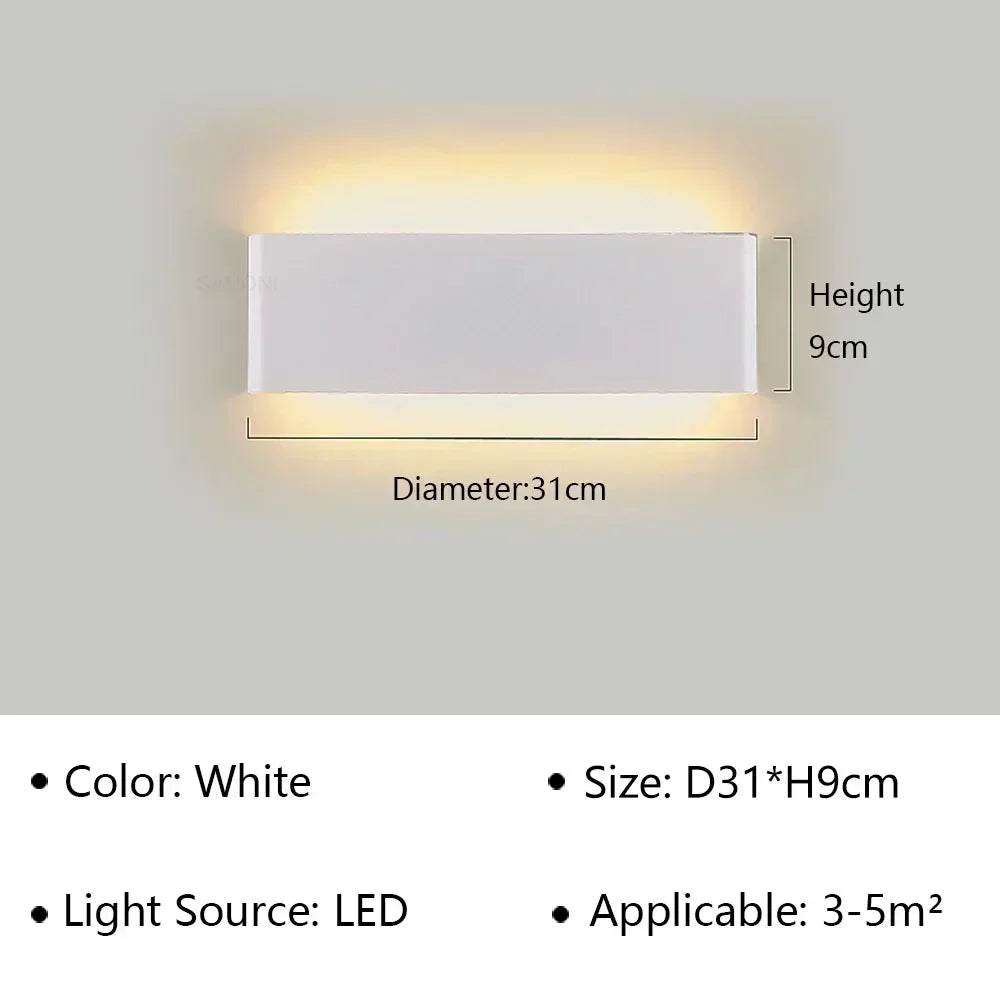 Modern LED Wall Lamp | Rechargeable | Up &amp; Down Lighting | Bedside, Staircase &amp; Bathroom Fixture
