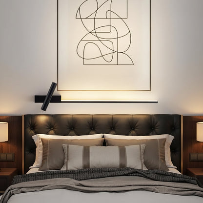 Modern LED Wall Sconce with Rotatable Reading Light | Linear Wall Lamp | Bedside, Living Room & Hallway