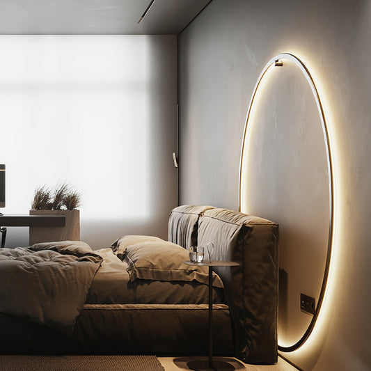 Nordic Round Ring LED Wall Sconce | Touch Sensor | Dimmable | Gold &amp; Black | Bedroom &amp; Living Room Lighting