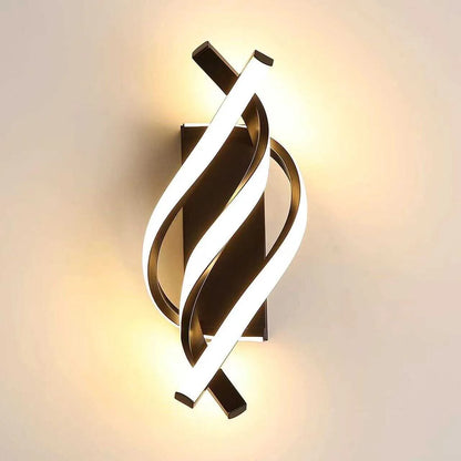 Modern Spiral LED Wall Lamp | Touch 3-Color Switch | Black &amp; White | Bedroom Headboard &amp; Living Room Light