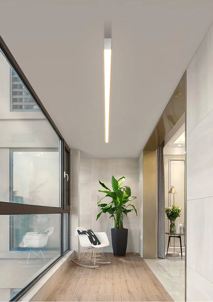 Modern Linear LED Ceiling Light | Flush Mount Surface Light | Black, White, Wood & Walnut | Kitchen, Bedroom & Hallway