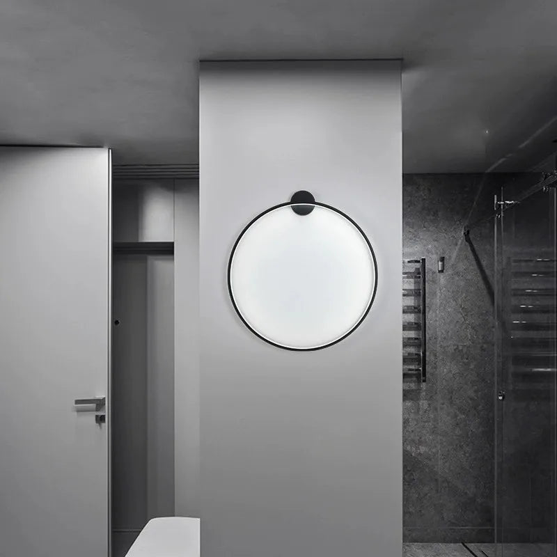 Nordic Round Ring LED Wall Sconce | Touch Sensor | Dimmable | Gold &amp; Black | Bedroom &amp; Living Room Lighting