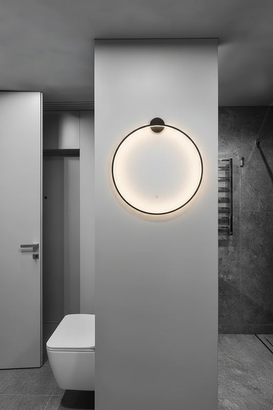 Nordic Round Ring LED Wall Sconce | Touch Sensor | Dimmable | Gold &amp; Black | Bedroom &amp; Living Room Lighting