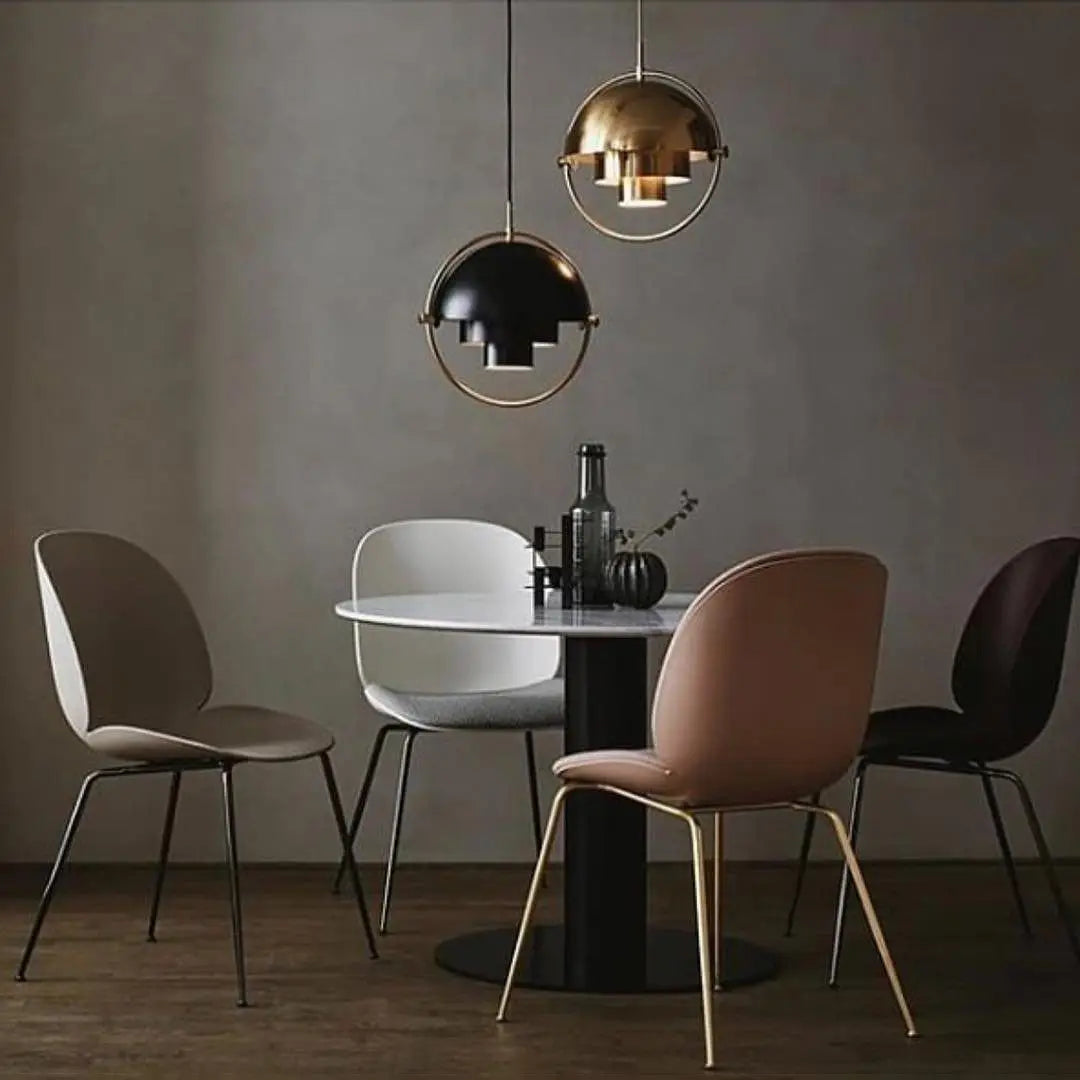 Danish Designer LED Pendant Light | Gold & Black Sphere | Dining Room & Kitchen | Adjustable Hanging Light