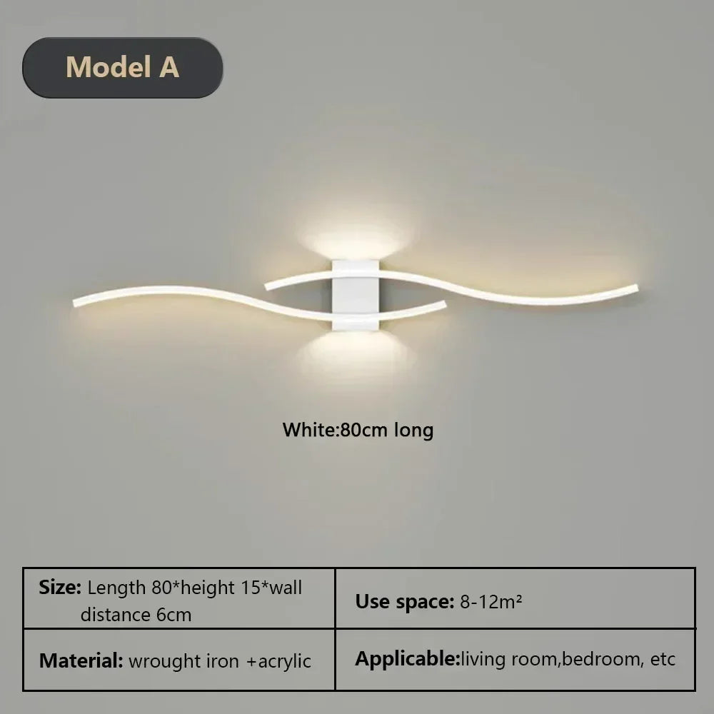 Modern LED Background Wall Light | Touch Dimmable | Black, White &amp; Gold | Living Room &amp; Bedside Sconce